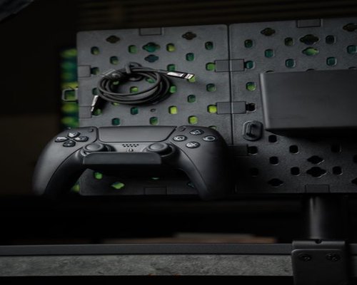 Modern gaming console and controller setup